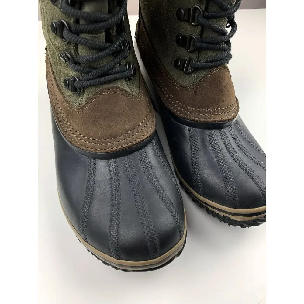Sorel Fancy Lace II Duck Boots Green Waterproof Insulated Lace Up Women's 7